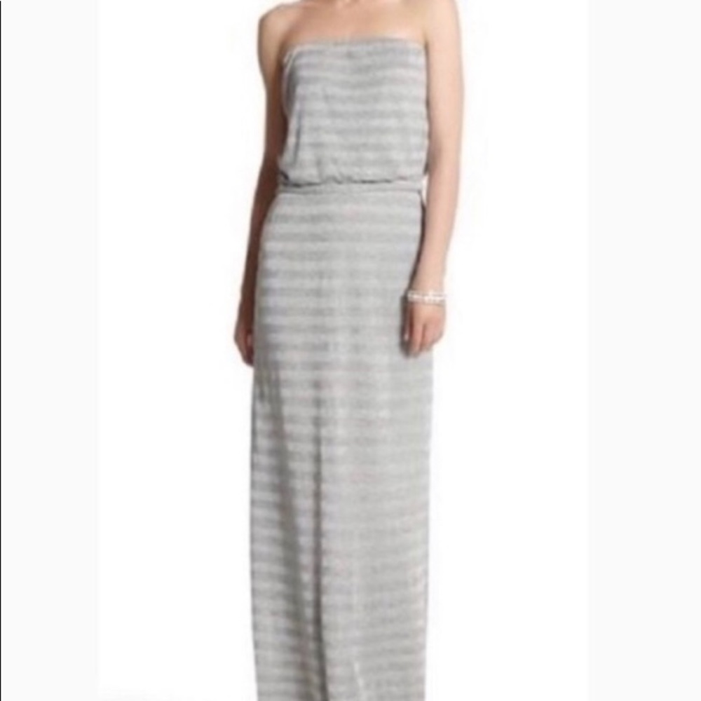 WHBM Silver Metallic Stipe Maxi Dress
